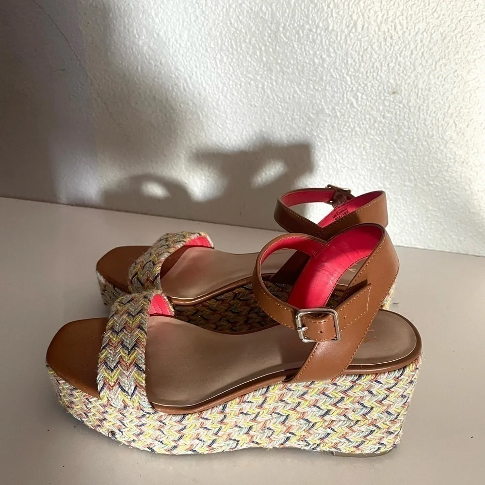 MIX NO. 6 Cammie multicolor open toe wedge platform sandal espadrille size 8